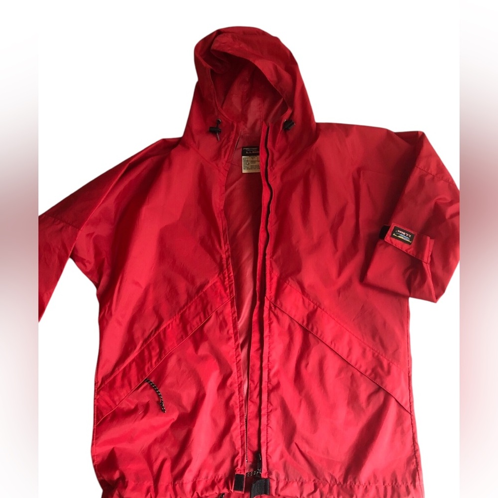 VINTAGE LL Bean JACKET WOMEN’S‎ Small RED NYLON HOODED RAIN COAT